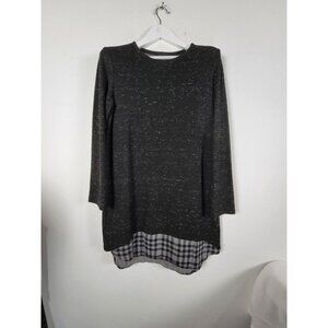 Finley Women's Plaid Hem Round Neck Casual Mini Shirt Dress Black Size Medium